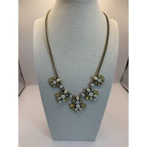 J. Crew Yellow Glass Stones With Opalescent Stones Gold Toned Drop Necklace